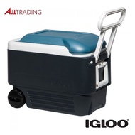 Igloo Maxcold Cooler Box, 40Qts (38 Litres) Roller - Jet Carbon/Ice Blue/White.