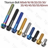 Tgou Titanium Bolt M5x9 16 18 20 25 30 35 40 45 50 55 60mm Hexagon Socket Cylindrical Screw For Bicycle Rod Seat Tube