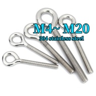 304 stainless steel lifting ring screw with ring hook ring bolt, closed sheep's eye screw M4-M20【ZHX