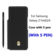 Leather Case W22/W23 With Spen Stylus Compatible For Samsung Galaxy Z Fold 3 Cases Hard Cover Anti-D