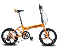 Fashionable Simplicity 20 Inch Folding Bike 8 Speed Low Step-Through Steel Frame Foldable Compact Bicycle with Comfort Saddle and Rack for Adults Orange-B