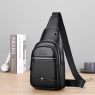 【Ready Stock】 ◙ C23 Men Men's Chest Bag Messenger Casual Large Capacity New Style Backpack Shoulder Texture Leather Versatile Shou