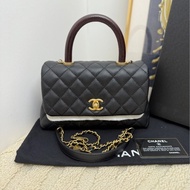 【全套❤️】Chanel coco handle 小號黑色金扣 紅色蜥蜴紋手柄 單肩斜挎包手袋