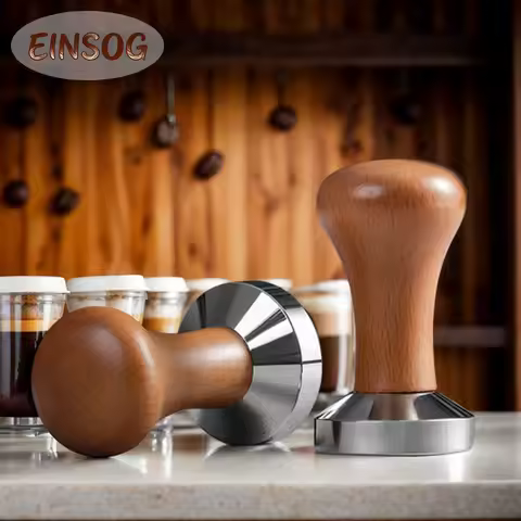 49mm Coffee Tamper Wooden Handle and Stainless Steel Base Espresso Tamper Barista Coffee Accessories