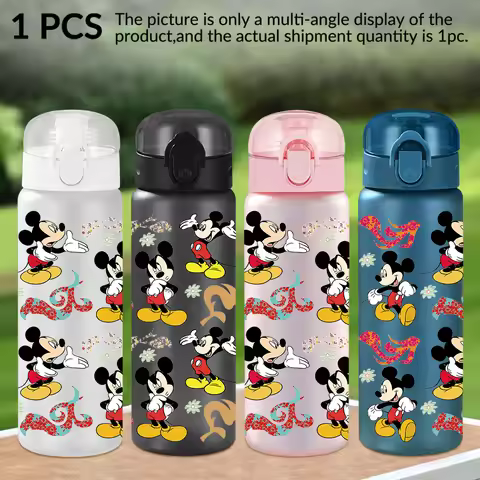 1Pc Disney, Mickey Mouse, Mermaid pattern 26oz plastic water bottle, outdoor sports water cup birthd