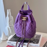 CHANEL 紫色抽繩雙肩包後背包 芯片款