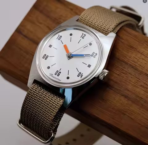 PHANTOM Men 36mm Vintage Pilot Manual Mechanical Watch Stainless Steel Waterproof Aviation Watch