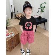 Girls' Set with earphone Motif and cargo Pants