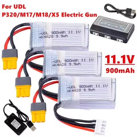 UDL P320/M17/M18/X5 Electric Gun Lipo Battery 11.1V 900mAh 20C for Airsoft BB Air Pistol Electric To