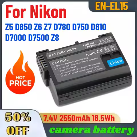 7.4V 2550mAh 18.5Wh EN-EL15 High-Quality Digital Battery For Nikon Z5 D850 Z6 Z7 D780 D750 D810 D700
