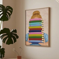 Wall Art Print Art Frame Aesthetic Wooden Frame Large Size A3 A2 A1 A0 Reading Book XA10 Book