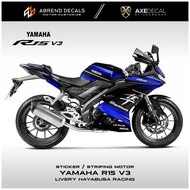 Decal Striping Yamaha R15 V3 Livery hayabusa Racing / Stiker Motor R15 v3 Desain Custom / Stock Deca