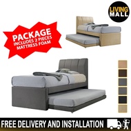 Living Mall Celine Single and Super Single Pull-Out Bed Frame with Mattress Bundle in 6 Colours