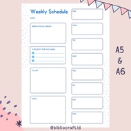 Bibliocraft Loose Leaf A5 & A6 | 20 holes | 20 Holes | 6 Holes | 6 Holes - Azul Weekly Schedule