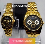 PROMOO !!! Jam tangan pasangan[couple] warna emas/gold-Jam tangan pasangan tali rantai stainles stel