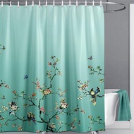 ♠ ▤❏ ม่านอาบน้ำสีชมพูเรียงรายดอกไม้ผีเสื้อพิมพ์ผ้าม่านอาบน้ำสำหรับห้องน้ำ