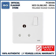British General (PCWH99) Neo Slimline, 15 Amp Round Pin Socket Outlets, 1 Gang, White