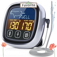 FAVORITEGOODS Digital Meat Thermometer, Touch Screen Waterproof Kitchen Thermometer, Portable LCD Di