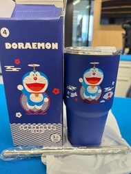 (絕版) 多啦A夢不銹鋼冰霸杯吸管組  保溫杯 包郵