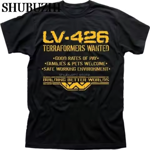 LV426 Terraformers wanted ALIENS PROMETHEUS black t-shirt FN9493 man tee shirt luxury brand tops cot