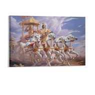 กฤษณะขี่ม้าเทพอินเดียและโปสเตอร์ภาพเขียน Arjuna ของขวัญของตกแต่งห้องทำงานภูมิทัศน์กีฬาอุปกรณ์ตกแต่งห