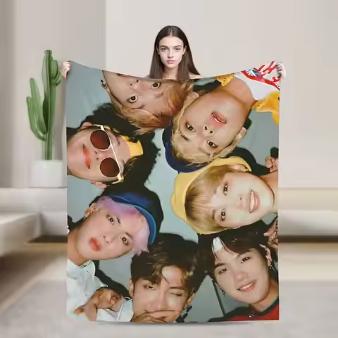 Kpop Music Band Flannel Blanket Custom hopes Throw Blankets for Sofa Bedding Lounge Quilt