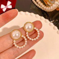 Retro Pearl Earrings Round Atmospheric Earrings Retro Temperament Earrings