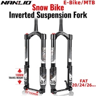 NanLio Inverted Fork Thru Axle 150*15mm 20 24 26inch SnowBike MTB E-bike 26*5.0 Fat Tire Bike Suspen