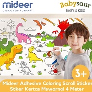 [ COLOUR ART ] MIDEER ADHESIVE COLORING SCROLL STICKER KERTAS STIKER MEWARNA GAMBAR ANAK JUMBO DINOS