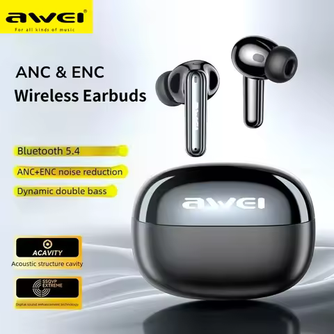 T92 Awei -52dB ANC Wireless Earbuds 6Mic Bluetooth 5.4 In-ear TWS Surrounded Sound ENC Noise Reducti