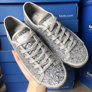 KEDS co-branded pure color sweet authentic sequin wedding shoes low-top lace-up ladies casual flat shoes good