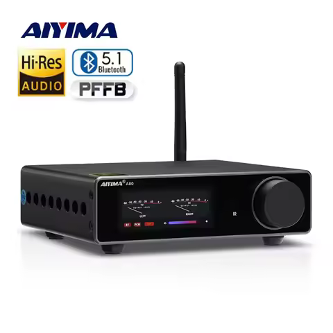 AIYIMA A80 TPA3255 Bluetooth Amplifier PFFB With DAC Electronic UV Meter Power 300WX2 Hi-Res HiFi Ho