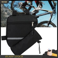 mw Nylon Bike Frame Bag Wear-Resistant Portable Reflective Stripe Triangle Frame Bag for Bicycle