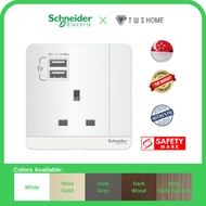 Schneider Electric AvatarOn- 13A 250V Switched Socket with 2.1A USB Charger