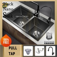 Home Improvement NANO Sink SUS304 Stainless Steel Handmade Kitchen Sink Undermount Topmount Sinki Dapur With Faucet