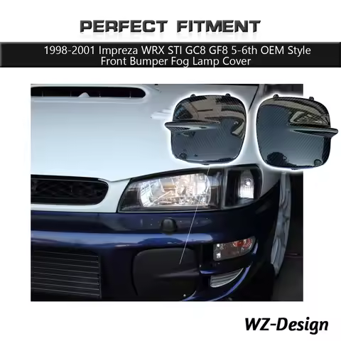 Carbon Fiber Face OEM Stlye Front Bumper Fog Lamp Covers Fit 1998-2001 Impreza WRX STI GC8 GF8 5th 6