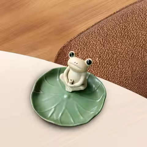 Frog Incense Burner with Lotus Leaf Shape Tray Unique Shape Ideal Gift Animal