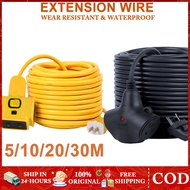 5/10/20/30M extension cord heavy duty waterproof Electric Extension Wire Socket long Plug-in Strip e