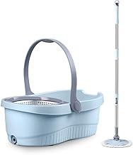 WSJTT Stainless Steel Deluxe 360 Spin Mop&amp;Bucket Floor Cleaning System Included-Main Double Floating Hand Pressure Mop Bucket Automatic Drying Dry Mop