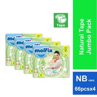 [Bundle of 4] Molfix Natural Jumbo Pack - NB66 / S60 / M54 / L46 / XL38 / XXL34