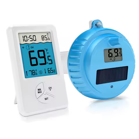 Wireless Floating Pool Thermometer IPX8 Waterproof 8-Channel Indoor Outdoor Water Temperature Monito