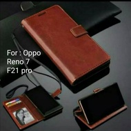 Leather case oppo F21 pro F21pro Reno 7 Reno7 Leather Wallet case Wallet Flipcover Casing Book Folio