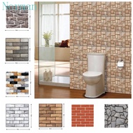 NORMAN Self Adhesive Tiles, PVC 3D Kitchen Wall Sticker, Retro Stone Grain Imitation Brick Peel and Stick Square Cobblestone ​Imitation Brick Bathroom