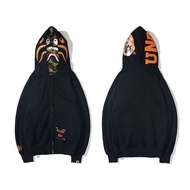 BAPE เสื้อโค้ทฉลามมนุษย์วานรอินเทรนด์ BAPE เสื้อคลุมศีรษะมีซิปและเสื้อกำมะหยี่มีฮู้ดสำหรับเสื้อฮู้ดท