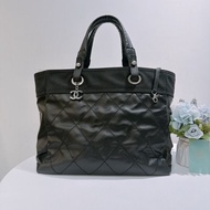 TW4935	Chanel 香奈兒復古菱格紋手提包包 Biarritz Tote Bag MM Black x PHW