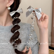 Silver Bow Telephone Line Hair Tie High-End Feeling Classy Woman Hair Tie