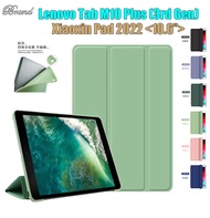For Lenovo Xiaoxin Pad 2022 10.6 inch TB-128FU Tab M10 Plus (3rd Gen) 10.61" TB-125FU Three Fold Stand Flip Leather Cover Honeycomb Silicone Soft Back Casing Tablet Protective Case