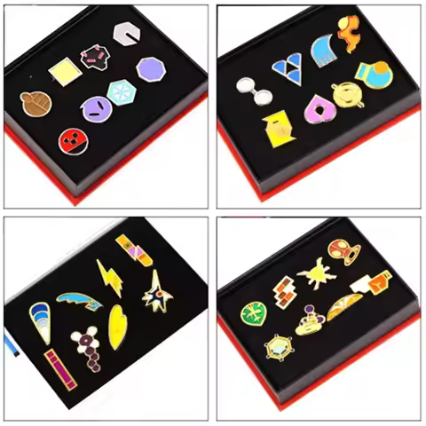 Pokemon Trainer Gym Badges Collection Kanto Johto Hoenn Sinnoh Unova Kalos Orange Islands Pins Brooc