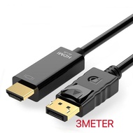 ใหม่ล่าสุด! ของแท้! มีรับประกัน! 4K Display Port DP Male to HDMI Male Converter for HDTV 1.8M 3M Bla