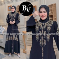 ABAYA LEBARAN 2025 / GAMIS HITAM TERBARU MOTIF PINTO ACEH / GAMIS ABAYA HITAM BORDIR